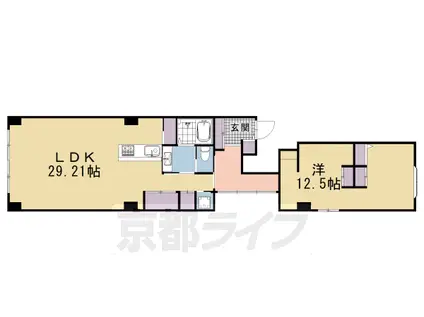 京都市東西線 京都市役所前駅 徒歩6分 4階建 築30年(1LDK/1階)の間取り写真