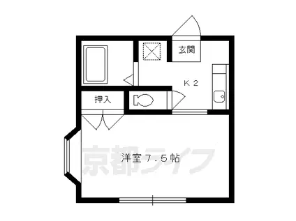 レイクヴィラ北山(1K/1階)の間取り写真