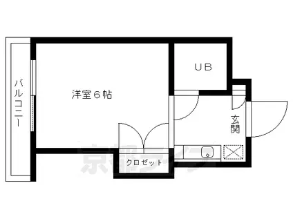 京都市烏丸線 今出川駅 徒歩10分 5階建 築36年(1K/4階)の間取り写真