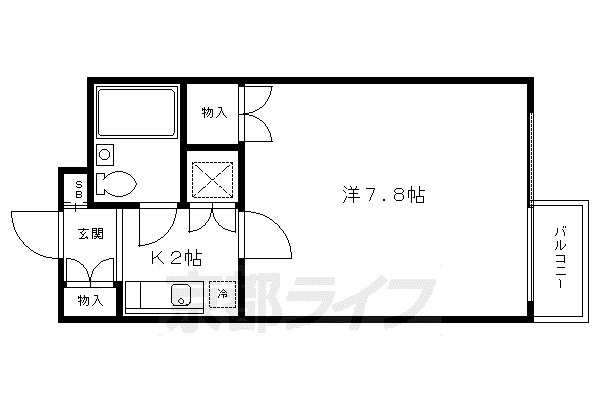 パレス紫竹(1K/3階)の間取り写真