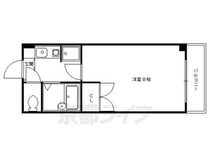京阪電気鉄道鴨東線 出町柳駅 徒歩6分 3階建 築26年(1K/2階)の間取り写真