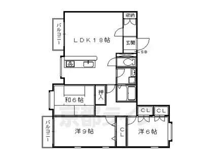 叡山電鉄 岩倉駅(京都) 徒歩4分 2階建 築38年(3LDK/2階)の間取り写真