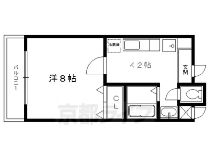 京阪電気鉄道鴨東線 出町柳駅 徒歩4分 10階建 築27年(1K/10階)の間取り写真