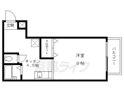 叡山電鉄 一乗寺駅 徒歩6分 2階建 築26年(1DK/1階)の間取り写真