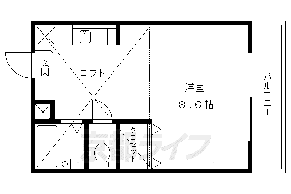 叡山電鉄 一乗寺駅 徒歩6分 2階建 築26年(1K/2階)の間取り写真