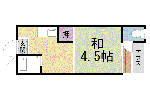 京阪電気鉄道鴨東線 出町柳駅 徒歩9分 2階建 築52年(1K/1階)の間取り写真