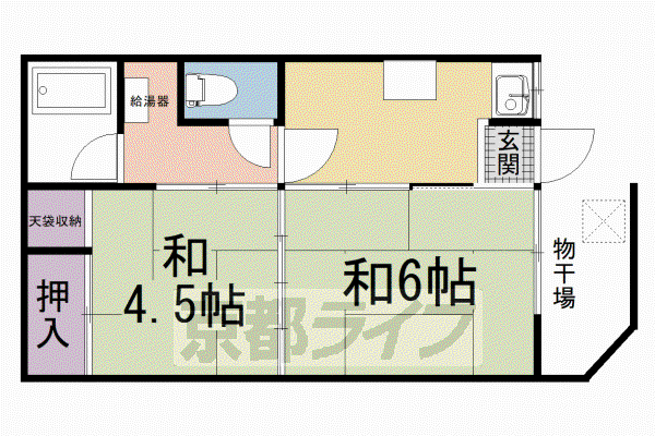 京阪電気鉄道鴨東線 出町柳駅 徒歩9分 2階建 築52年(2K/1階)の間取り写真