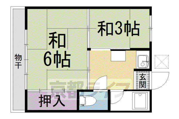 京阪電気鉄道鴨東線 出町柳駅 徒歩9分 2階建 築52年(2K/2階)の間取り写真