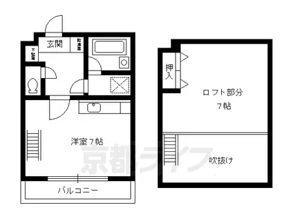 ノース 1(1DK/2階)の間取り写真