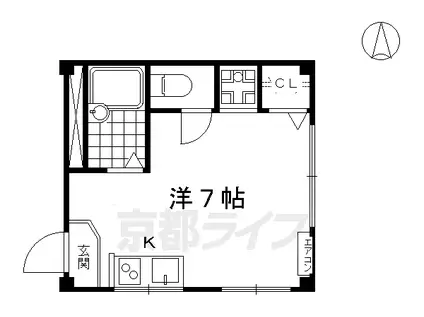 京阪電気鉄道京阪線 七条駅 徒歩5分 3階建 築41年(ワンルーム/2階)の間取り写真