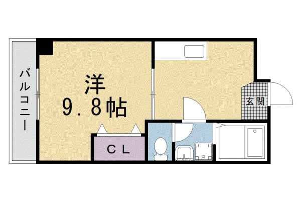 京都市烏丸線 北大路駅 徒歩12分 3階建 築26年(1K/2階)の間取り写真