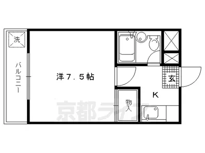 京都府京都市上京区 5階建 築37年(1K/2階)の間取り写真