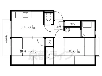 京阪電気鉄道鴨東線 神宮丸太町駅 徒歩5分 2階建 築42年(2DK/1階)の間取り写真