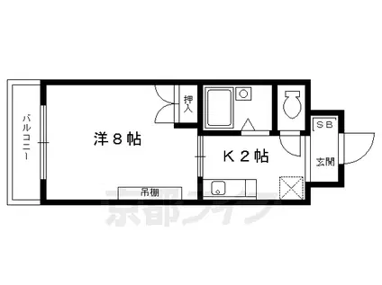 京都市烏丸線 今出川駅 徒歩11分 4階建 築26年(1K/1階)の間取り写真