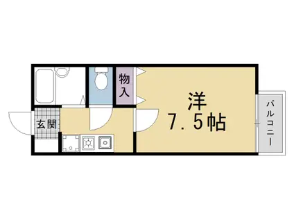京都市烏丸線 松ケ崎駅(京都) 徒歩5分 2階建 築27年(1K/2階)の間取り写真