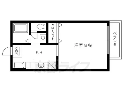 京都市東西線 二条城前駅 徒歩11分 2階建 築30年(1K/2階)の間取り写真