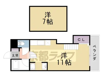 京福北野線 北野白梅町駅 徒歩17分 3階建 築35年(ワンルーム/3階)の間取り写真