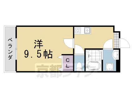 阪急電鉄嵐山線 上桂駅 徒歩1分 4階建 築25年(1K/2階)の間取り写真