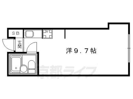 京都市烏丸線 四条駅(京都市営) 徒歩8分 5階建 築41年(ワンルーム/3階)の間取り写真
