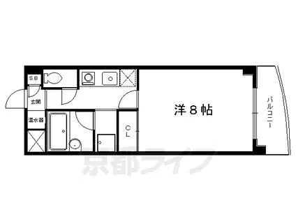 京都市烏丸線 北山駅(京都) 徒歩1分 7階建 築26年(1K/4階)の間取り写真