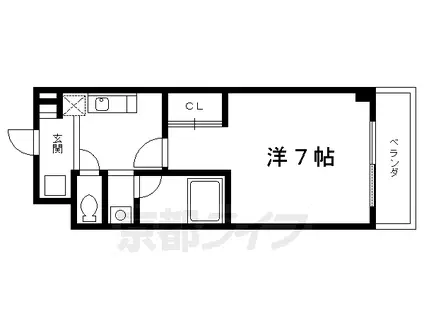 京都市烏丸線 北山駅(京都) 徒歩1分 7階建 築26年(1K/6階)の間取り写真