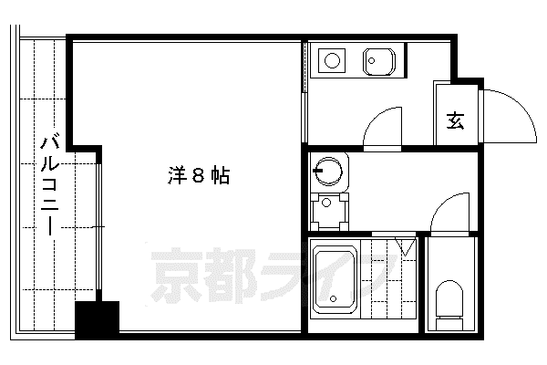 京阪電気鉄道鴨東線 神宮丸太町駅 徒歩5分 6階建 築26年(1K/3階)の間取り写真
