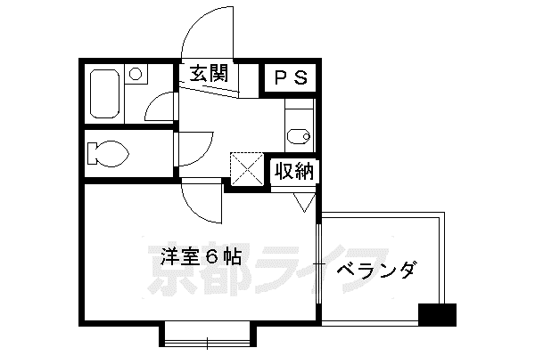 阪急電鉄京都線 大宮駅(京都) 徒歩5分 11階建 築26年(1K/6階)の間取り写真