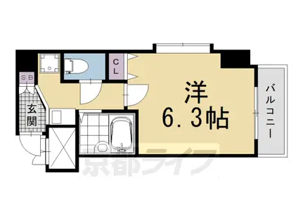 阪急電鉄京都線 大宮駅(京都) 徒歩5分 11階建 築25年(1K/3階)の間取り写真
