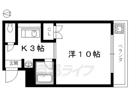 京都市烏丸線 丸太町駅(京都市営) 徒歩10分 2階建 築25年(1K/1階)の間取り写真
