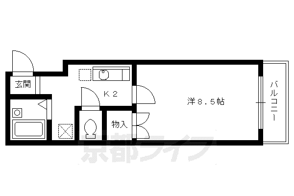 京都市烏丸線 鞍馬口駅 徒歩17分 3階建 築31年(1K/2階)の間取り写真