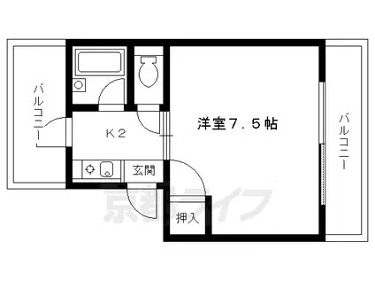 京都市烏丸線 鞍馬口駅 徒歩17分 2階建 築25年(1K/2階)の間取り写真