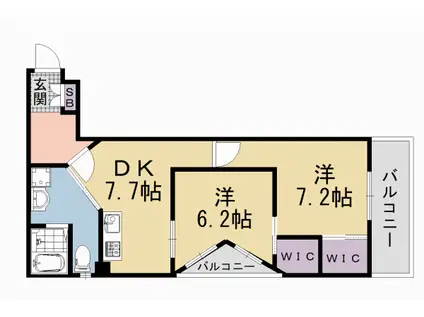 京阪電気鉄道京阪線 清水五条駅 徒歩9分 4階建 築29年(2DK/2階)の間取り写真