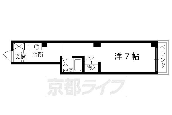 京阪電気鉄道京阪線 七条駅 徒歩5分 4階建 築40年(1K/4階)の間取り写真