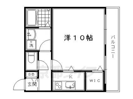 京阪電気鉄道京阪線 鳥羽街道駅 徒歩4分 4階建 築33年(1K/2階)の間取り写真