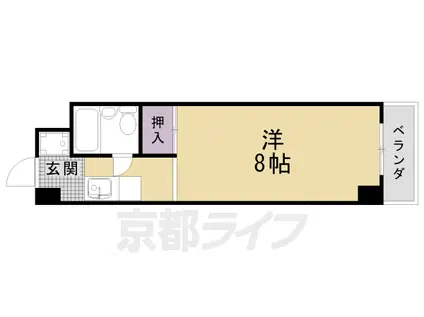 阪急電鉄京都線 大宮駅(京都) 徒歩5分 3階建 築39年(1K/3階)の間取り写真