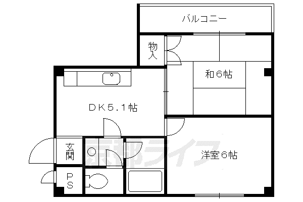 ハイム光月(2DK/3階)の間取り写真