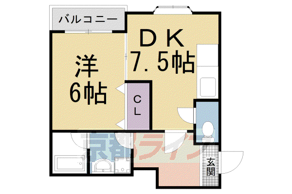 京阪電気鉄道京阪線 墨染駅 徒歩7分 4階建 築29年(1DK/3階)の間取り写真