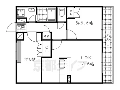 京都市東西線 小野駅(京都) 徒歩19分 2階建 築21年(2LDK/2階)の間取り写真