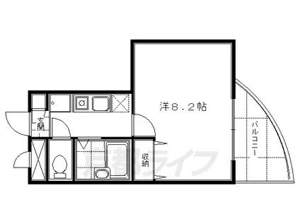 京阪電気鉄道京阪線 藤森駅 徒歩5分 4階建 築29年(1K/3階)の間取り写真