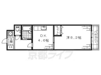 ヴィラパーシモン(1DK/1階)の間取り写真