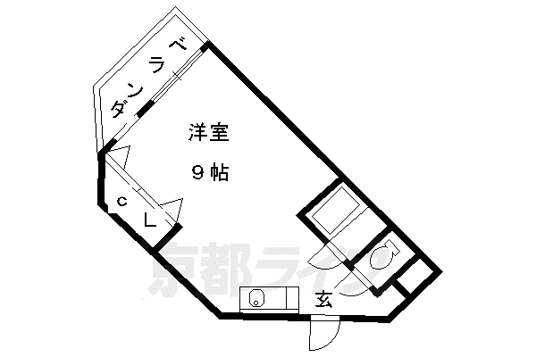 京阪電気鉄道宇治線 観月橋駅 徒歩10分 5階建 築38年(1K/2階)の間取り写真