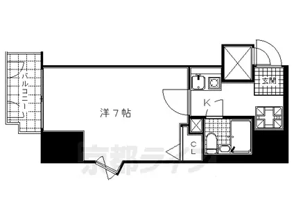 東海道本線 京都駅 徒歩5分 11階建 築30年(1K/3階)の間取り写真