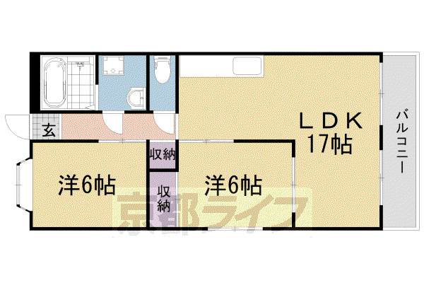 京阪電気鉄道京阪線 丹波橋駅 徒歩5分 3階建 築39年(2LDK/3階)の間取り写真