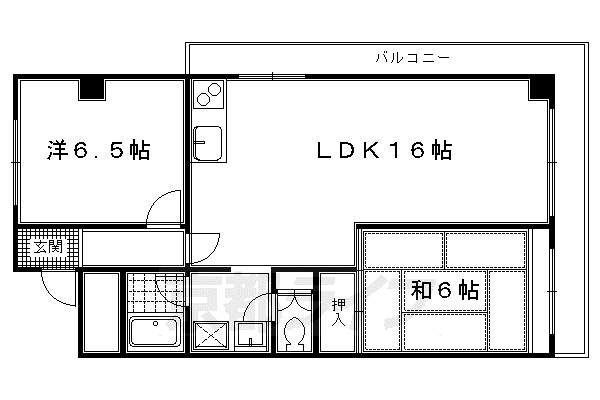 京阪電気鉄道京阪線 伏見桃山駅 徒歩26分 8階建 築47年(2LDK/6階)の間取り写真