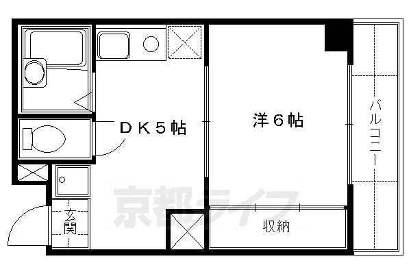 近鉄京都線 伏見駅(京都) 徒歩5分 3階建 築34年(1DK/1階)の間取り写真