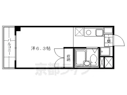 近鉄京都線 伏見駅(京都) 徒歩5分 3階建 築34年(1K/1階)の間取り写真
