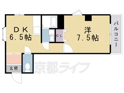 京阪電気鉄道京阪線 藤森駅 徒歩1分 4階建 築30年(1DK/1階)の間取り写真