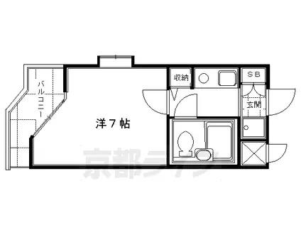 近鉄京都線 伏見駅(京都) 徒歩5分 5階建 築38年(1K/1階)の間取り写真