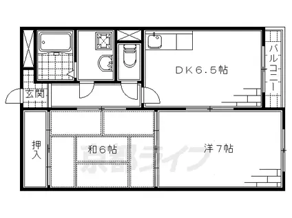 京阪電気鉄道京阪線 伏見桃山駅 徒歩27分 5階建 築31年(2DK/3階)の間取り写真