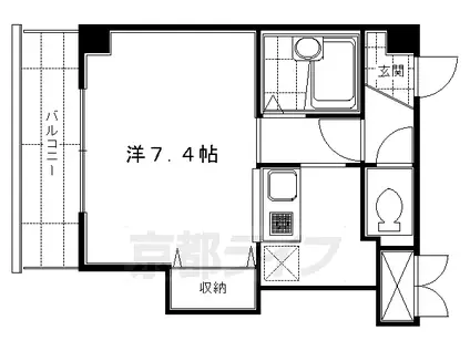 京阪電気鉄道京阪線 中書島駅 徒歩3分 5階建 築27年(1K/2階)の間取り写真